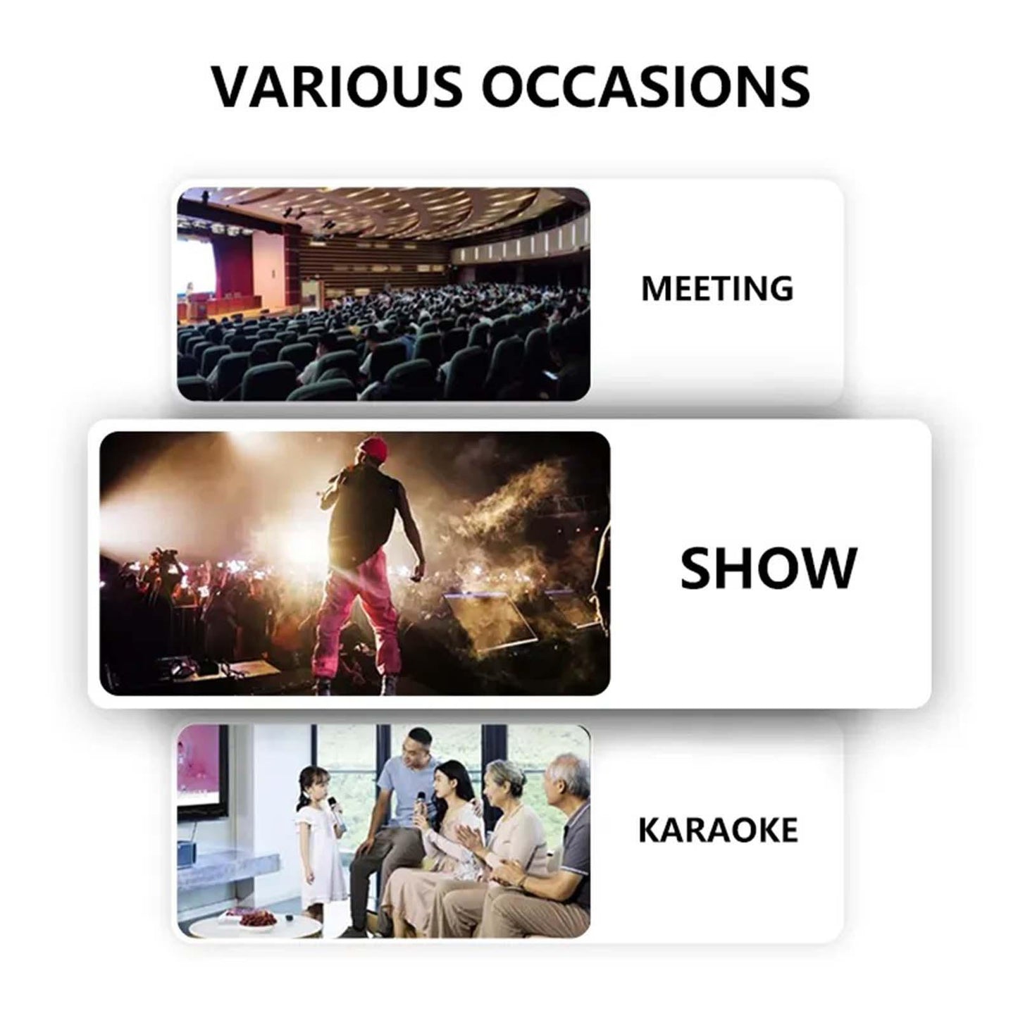 Microphone System Dual UHF Cordless Dynamic Mic for Karaoke Wedding