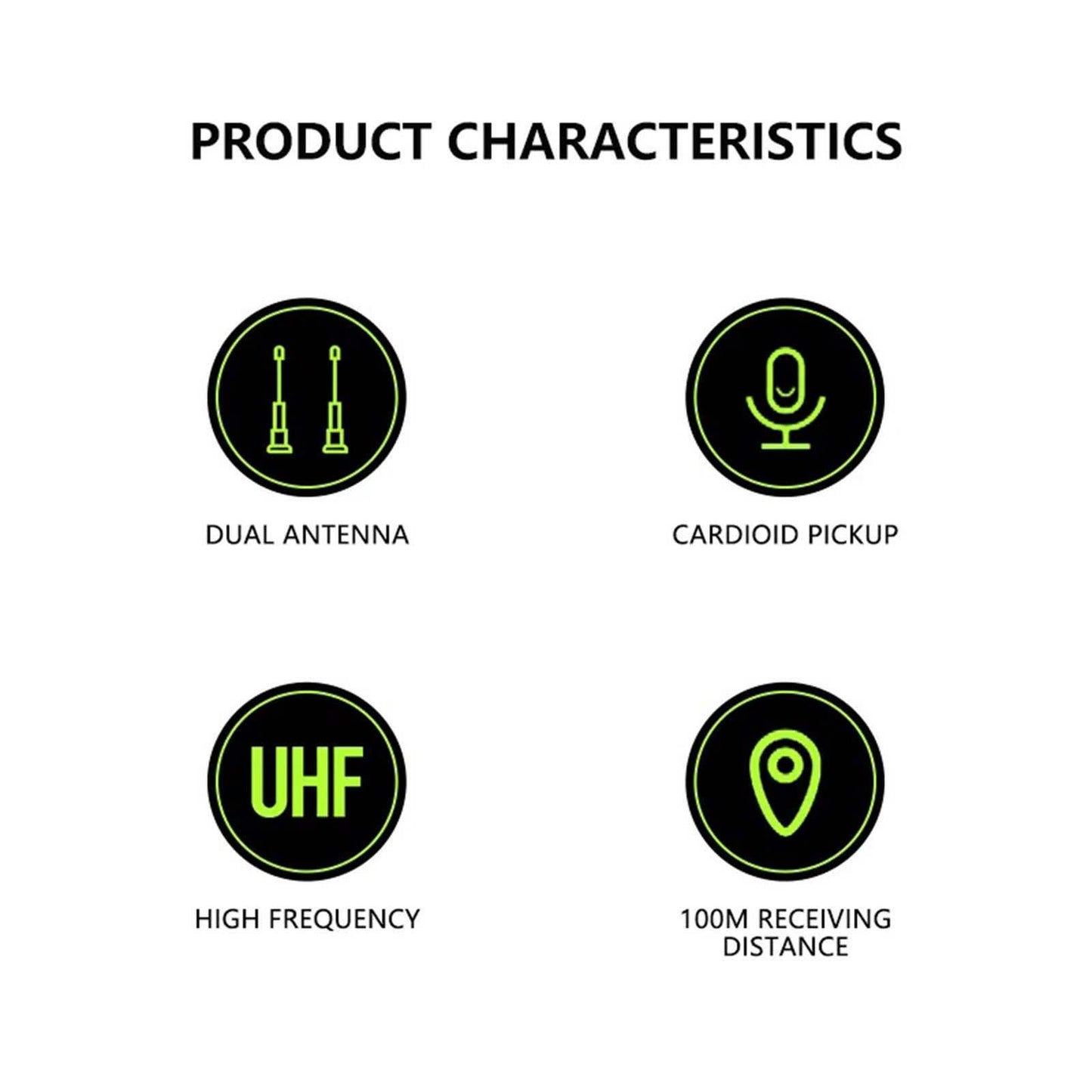 Microphone System Dual UHF Cordless Dynamic Mic for Karaoke Wedding