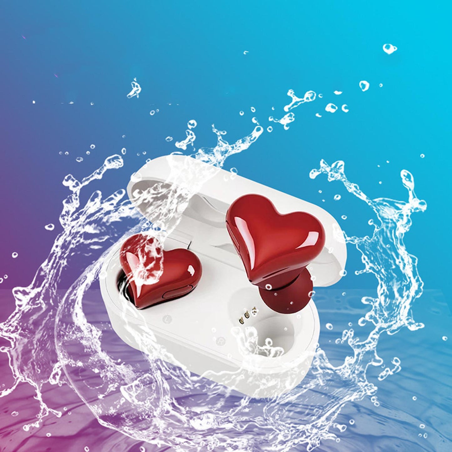 Wireless Earbuds Heart Shape Stereo in Ear Earphones for Gym Workout Driving