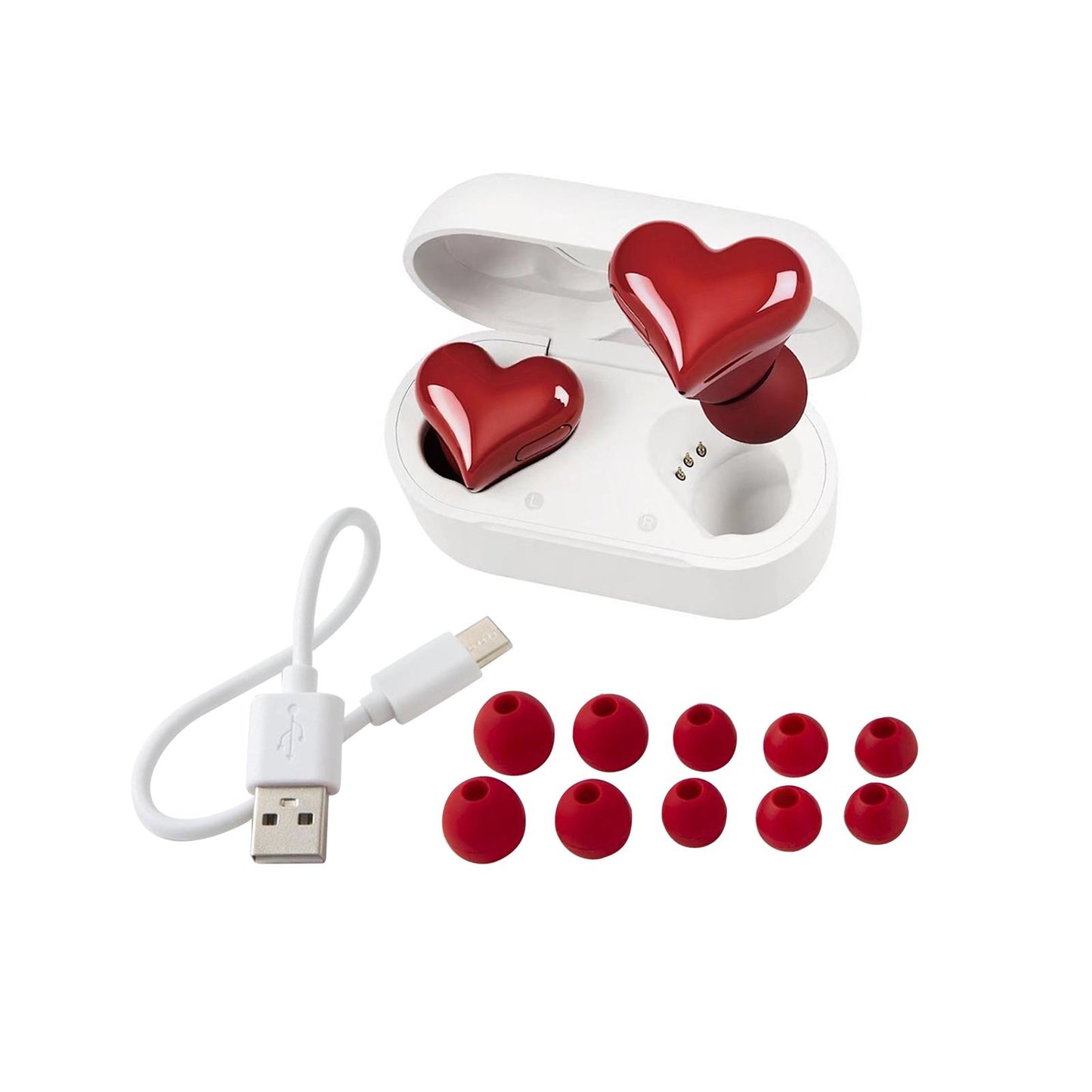 Wireless Earbuds Heart Shape Stereo in Ear Earphones for Gym Workout Driving