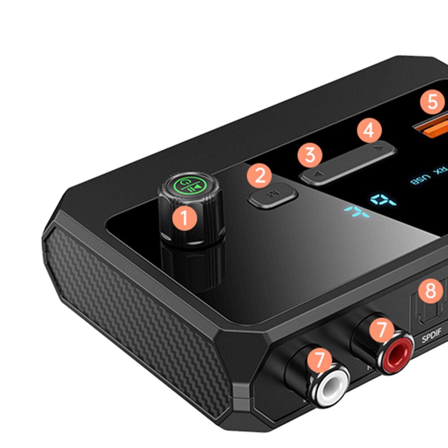 Audio Transmitter Receiver with Knob for Speaker Computers Home Audio System