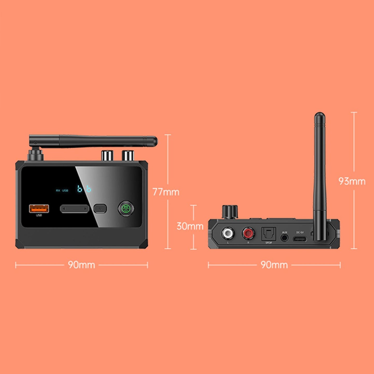 Audio Transmitter Receiver with Knob for Speaker Computers Home Audio System