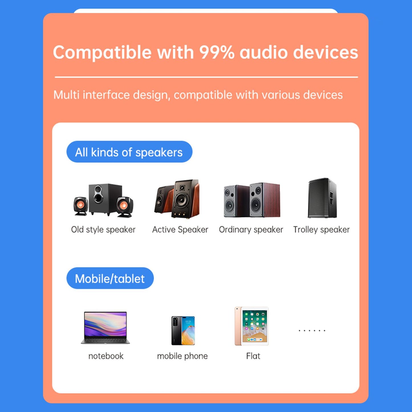 Audio Transmitter Receiver with Knob for Speaker Computers Home Audio System