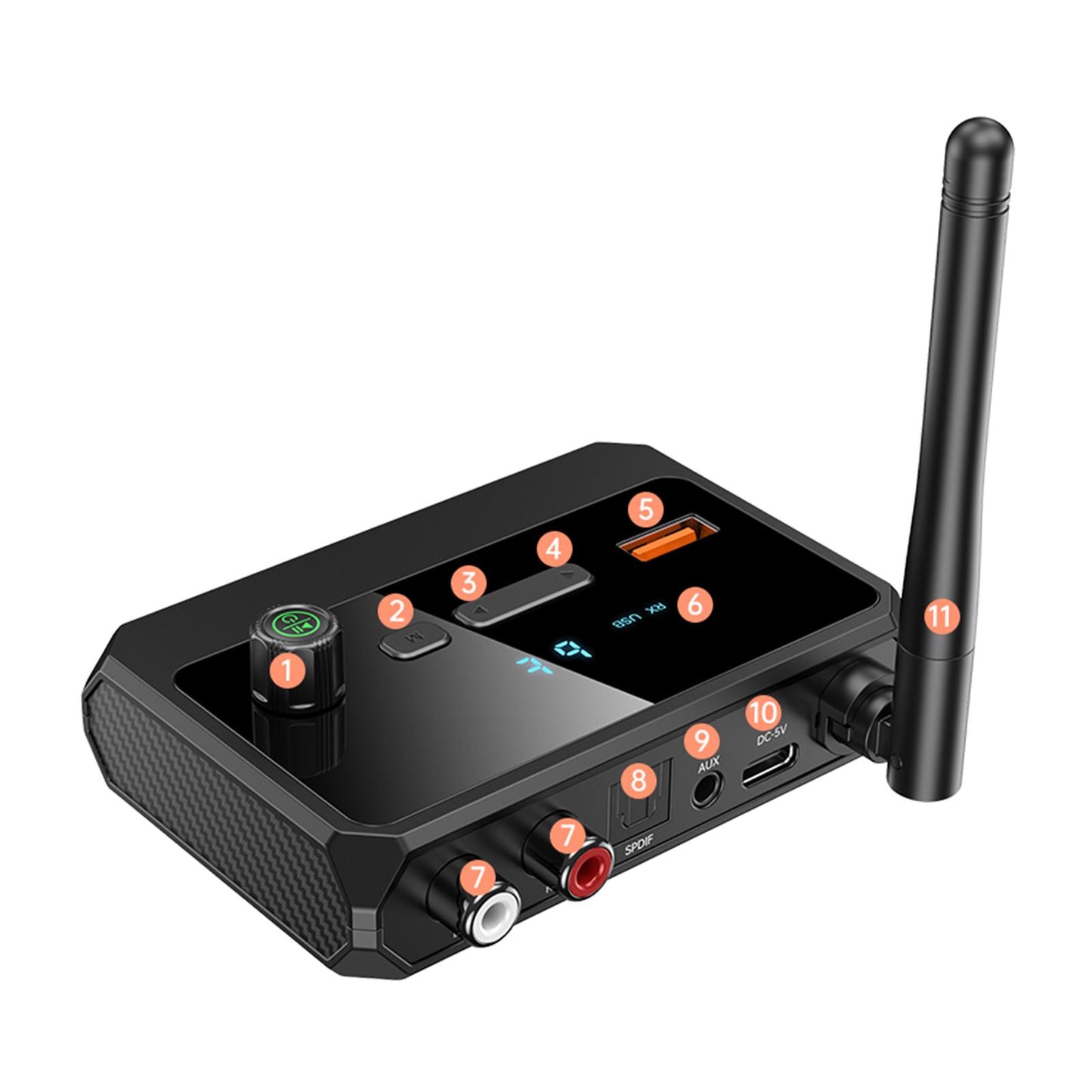 Audio Transmitter Receiver with Knob for Speaker Computers Home Audio System