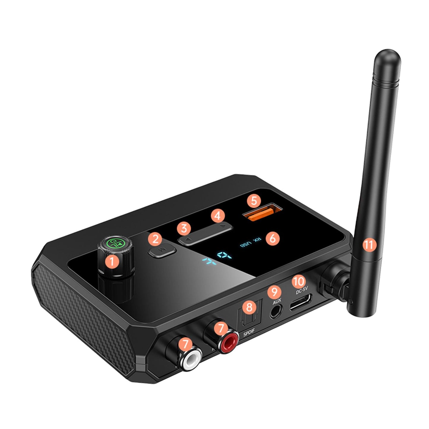 Audio Transmitter Receiver with Knob for Speaker Computers Home Audio System