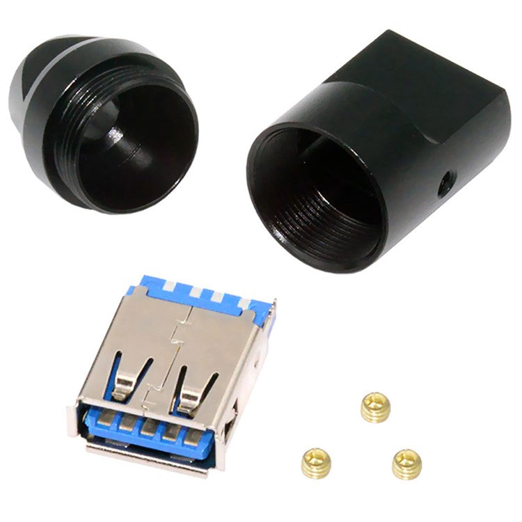 CN-024-FE USB 3.0 Type-A Female Socket Receptacle Connector Solder Type with Aluminum Alloy Shell for 6.0mm Cable
