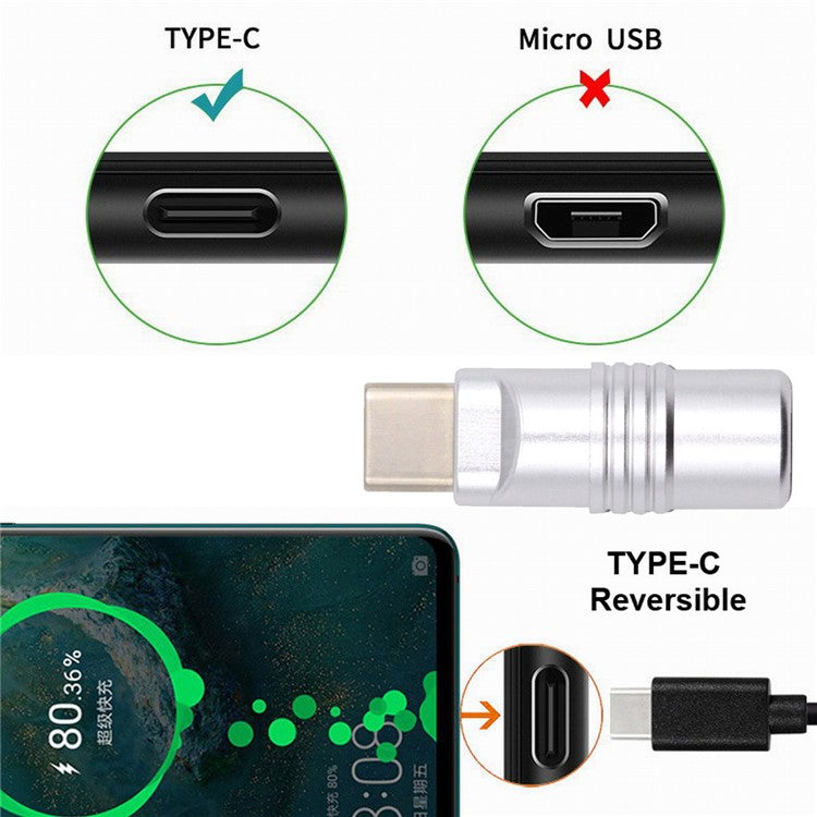 CN-026-BK USB 3.1 Type-C Male Plug Connector Solder Type with Aluminum Alloy Shell for 4.0mm-6.0mm Cable - Silver