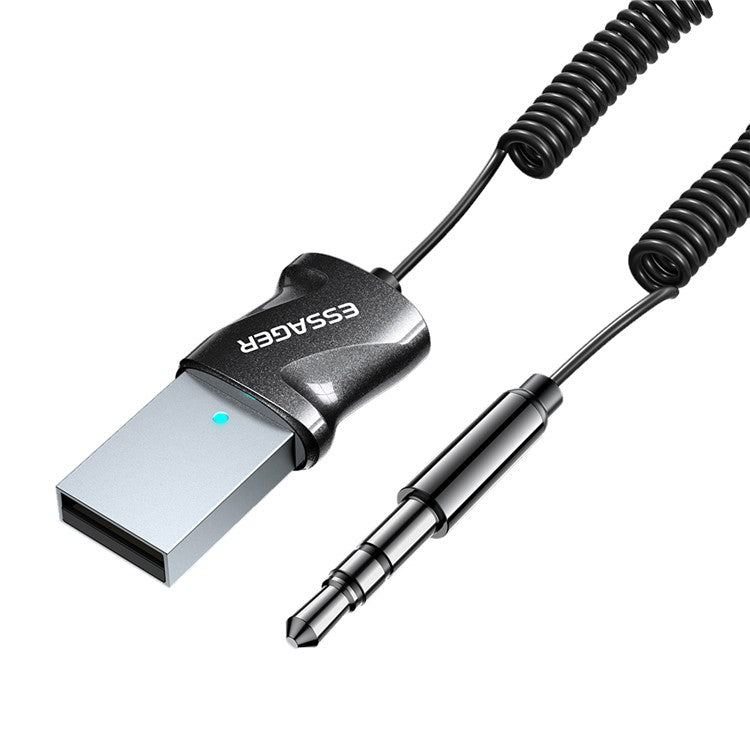 ESSAGER Bluetooth Adapter Spring Cable 3.5mm Jack Audio Receiver