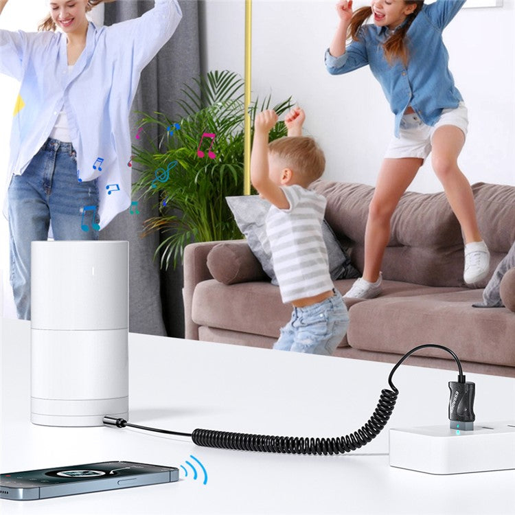 ESSAGER Bluetooth Adapter Spring Cable 3.5mm Jack Audio Receiver