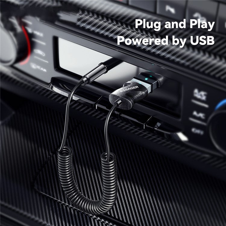 ESSAGER Bluetooth Adapter Spring Cable 3.5mm Jack Audio Receiver
