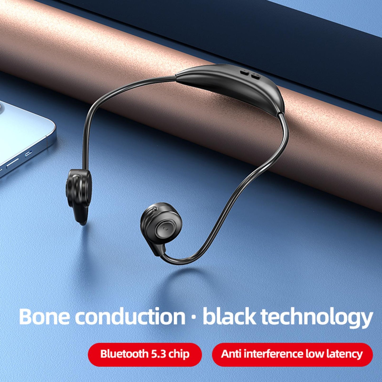 Bluetooth Headphones Ergonomic V5.3 Stereo Headset for Working Music Workout Black