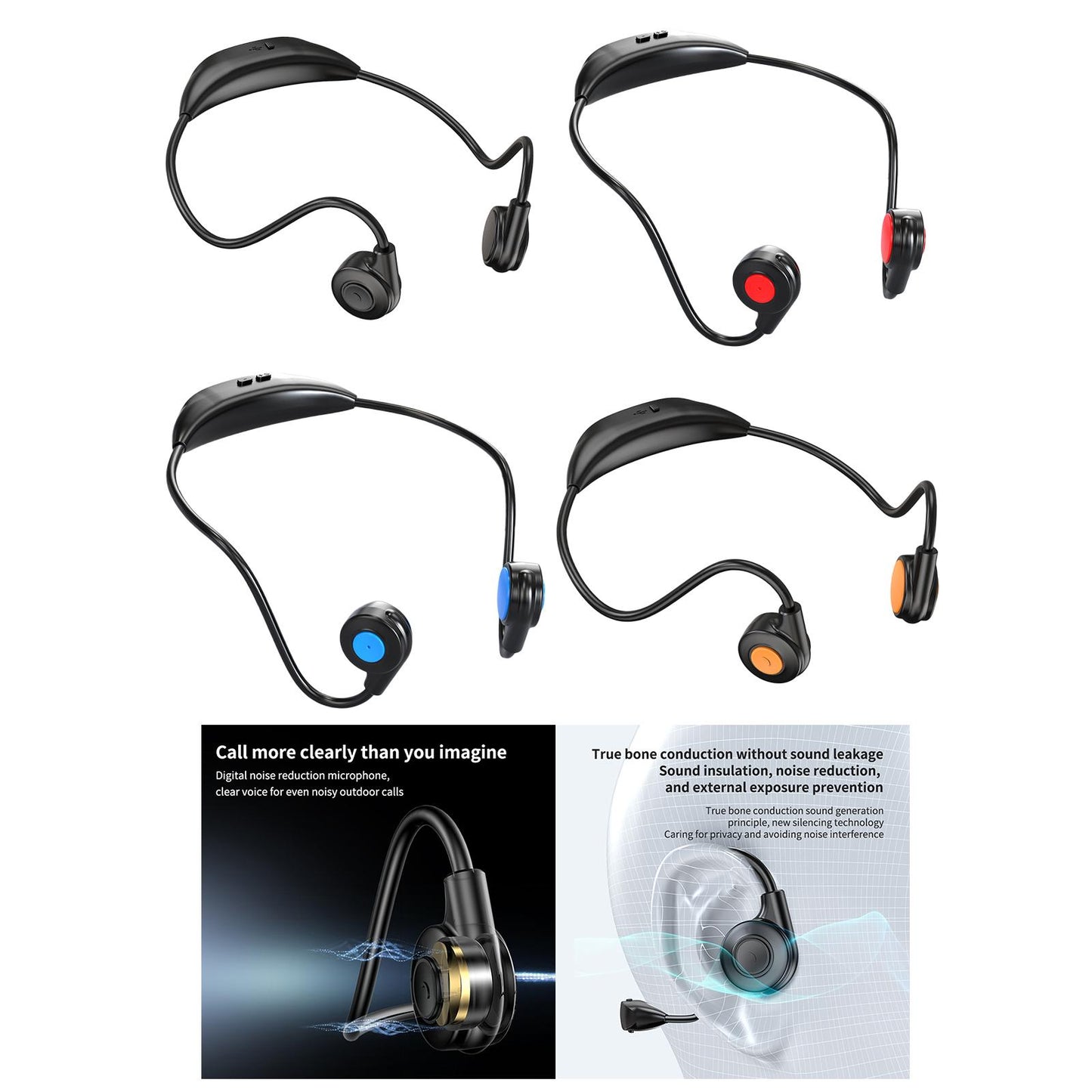 Bluetooth Headphones Ergonomic V5.3 Stereo Headset for Working Music Workout Black