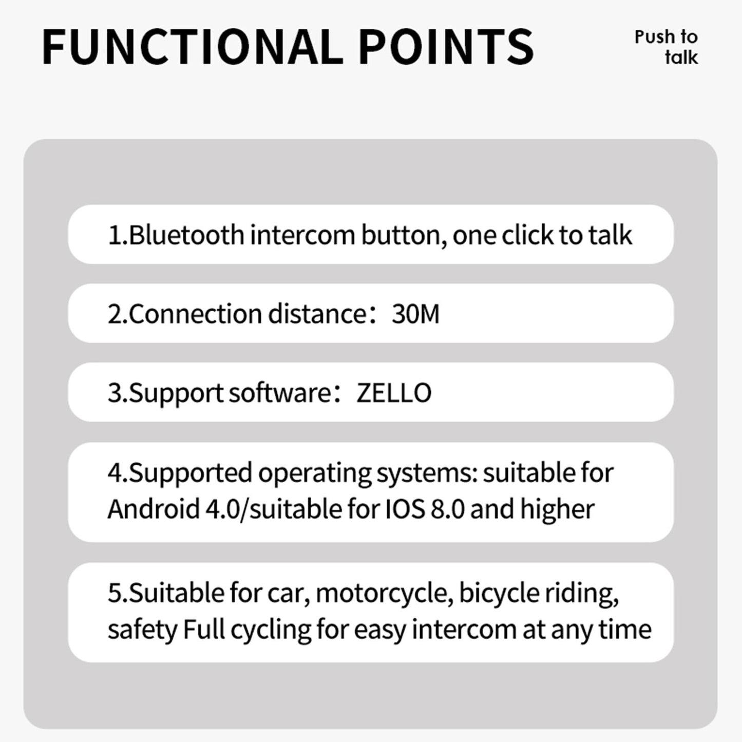 PTT Switch with Strap 30M Transmission Range Black Walkie Talkie Accessories