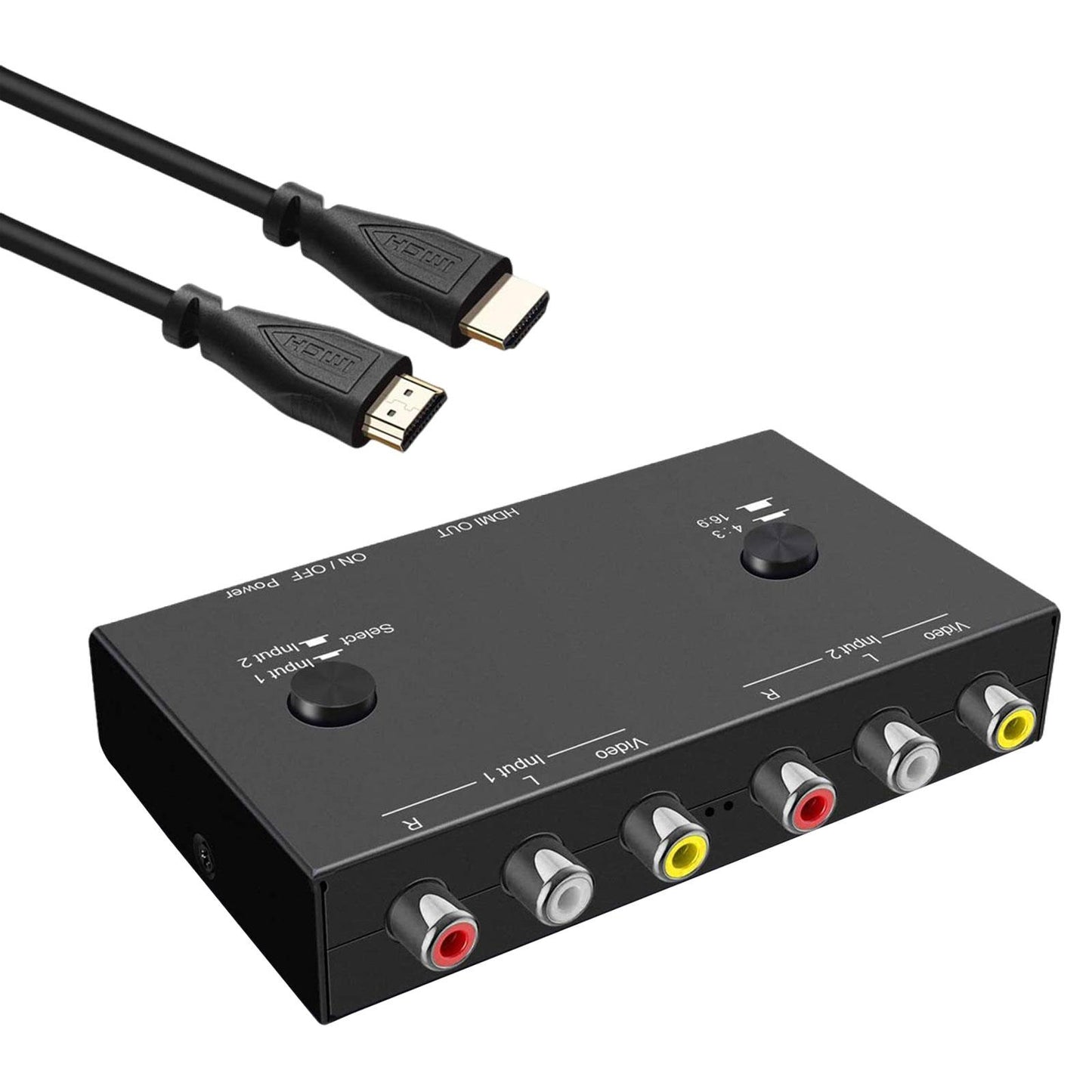 2 AV to HDMI Converter Composite Cvbs Audio Video Adapter for DVD Players TV