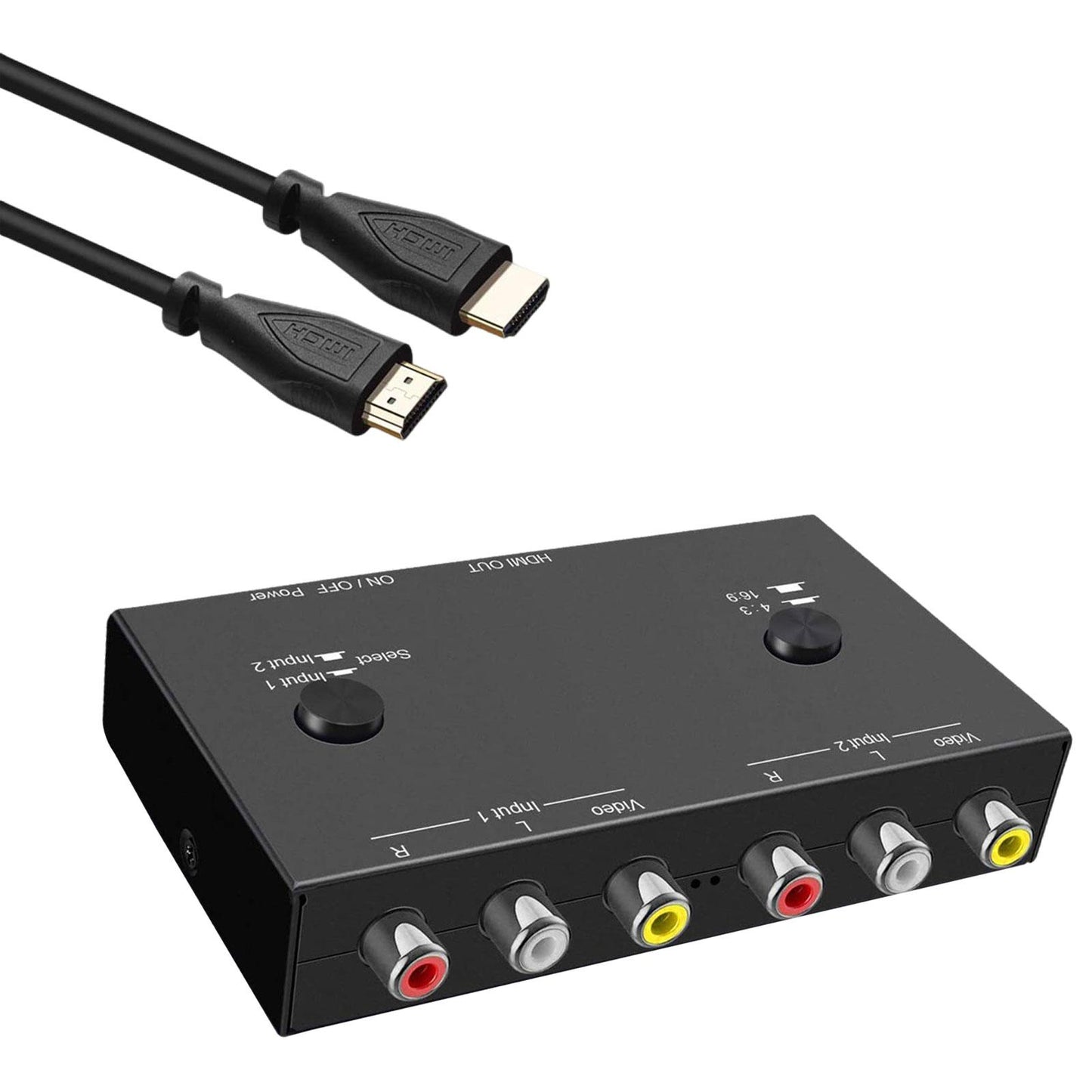 2 AV to HDMI Converter Composite Cvbs Audio Video Adapter for DVD Players TV