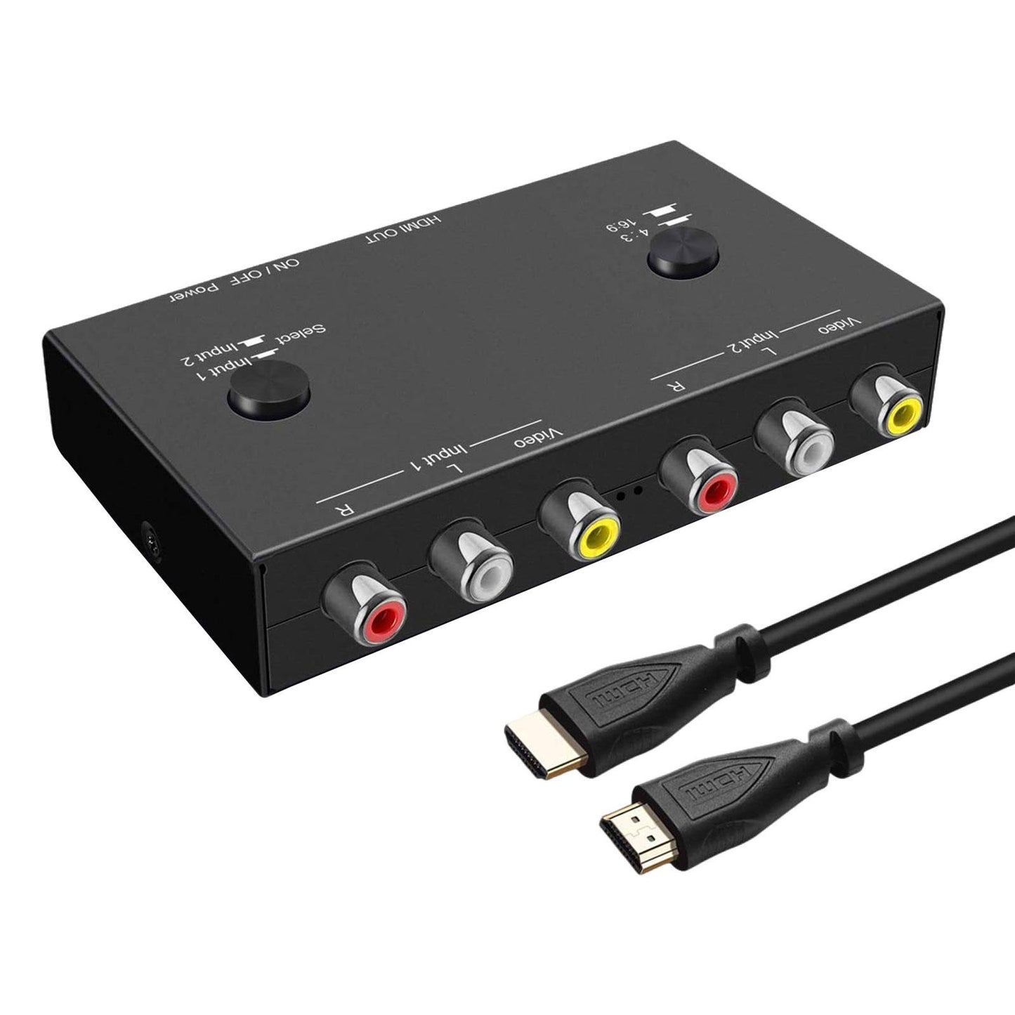 2 AV to HDMI Converter Composite Cvbs Audio Video Adapter for DVD Players TV