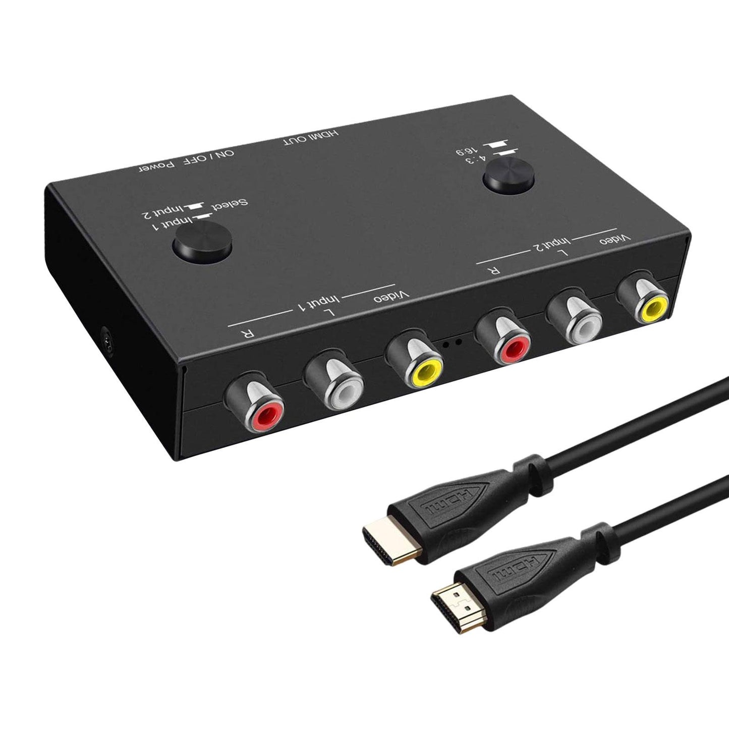 2 AV to HDMI Converter Composite Cvbs Audio Video Adapter for DVD Players TV