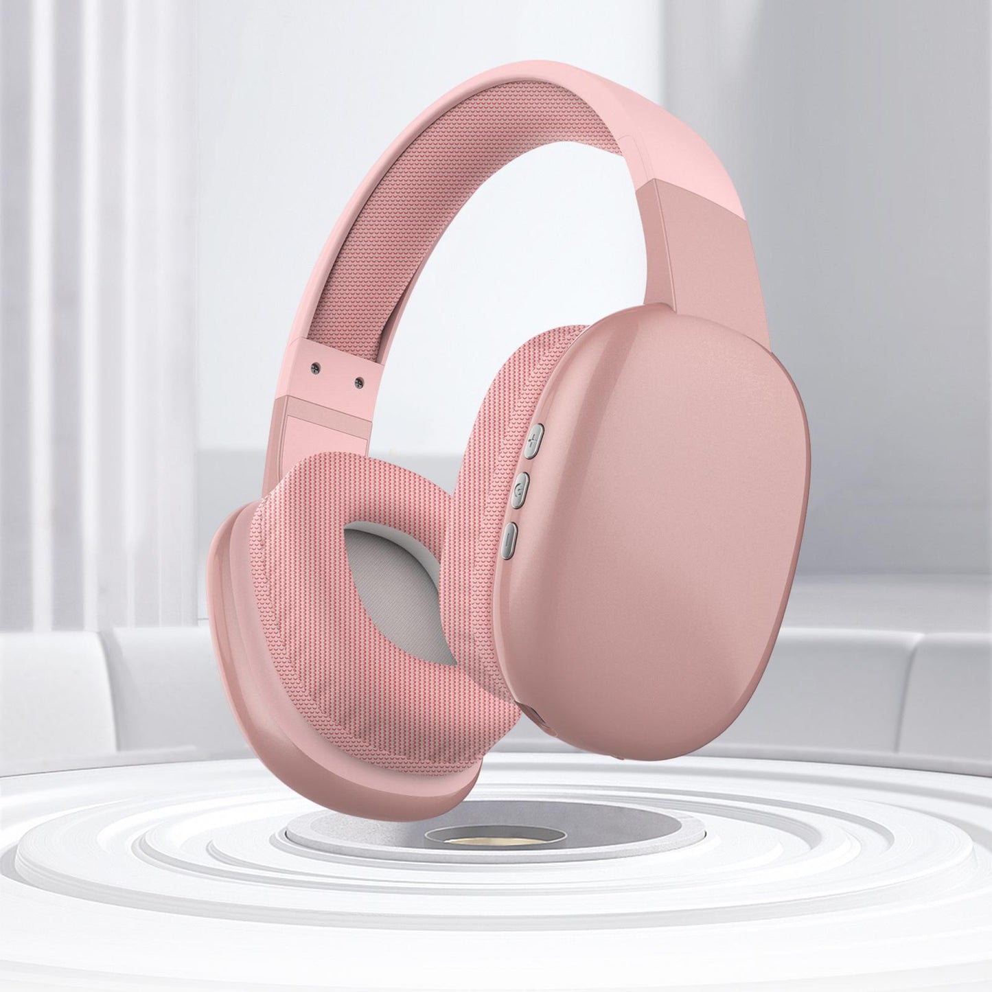 Gaming Headset AUX / TF Card Slot over Ear Headphones for Office sport work Pink