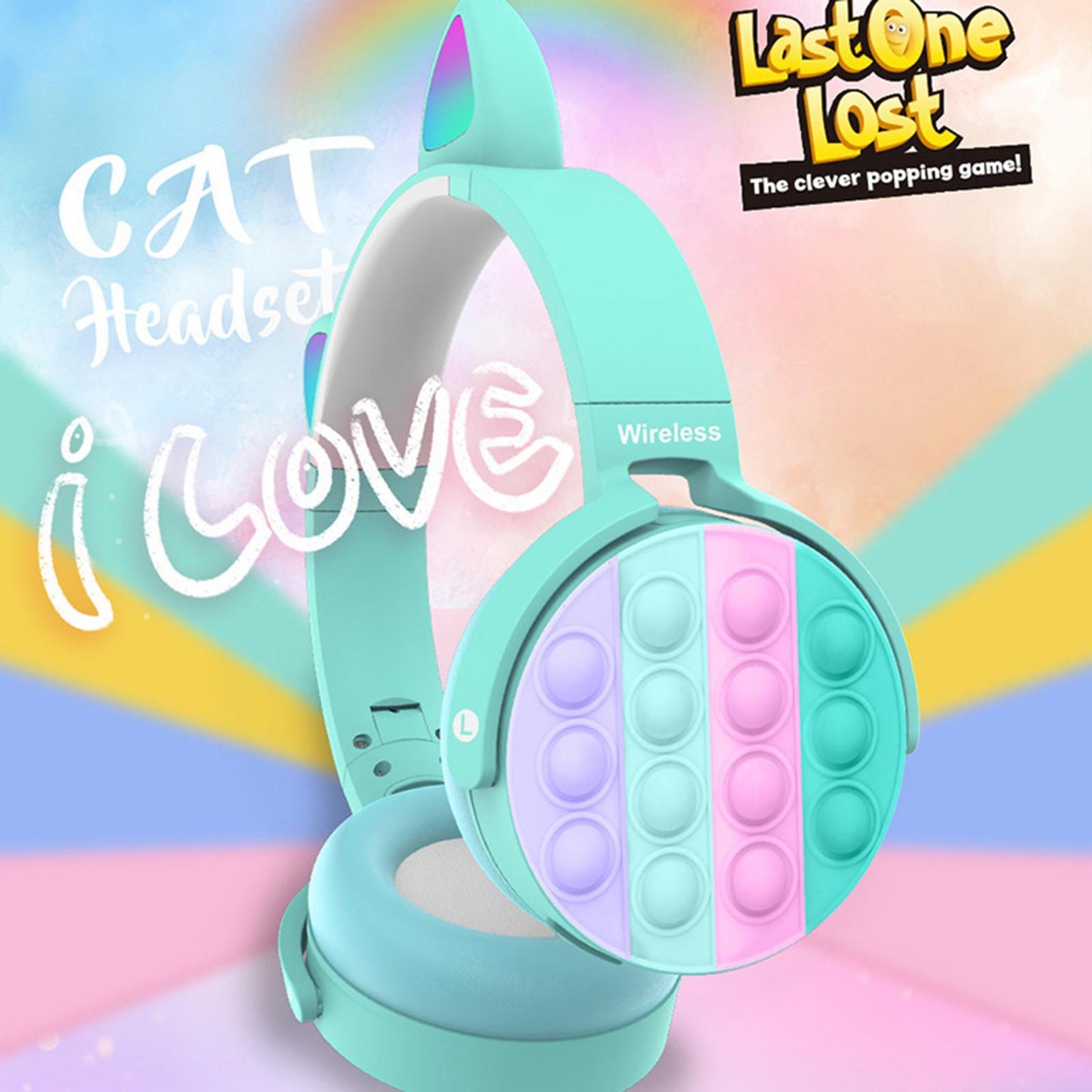 Cute Gaming Headset Comfortable Ear Pads over Ear Headphones for PC Computer Blue