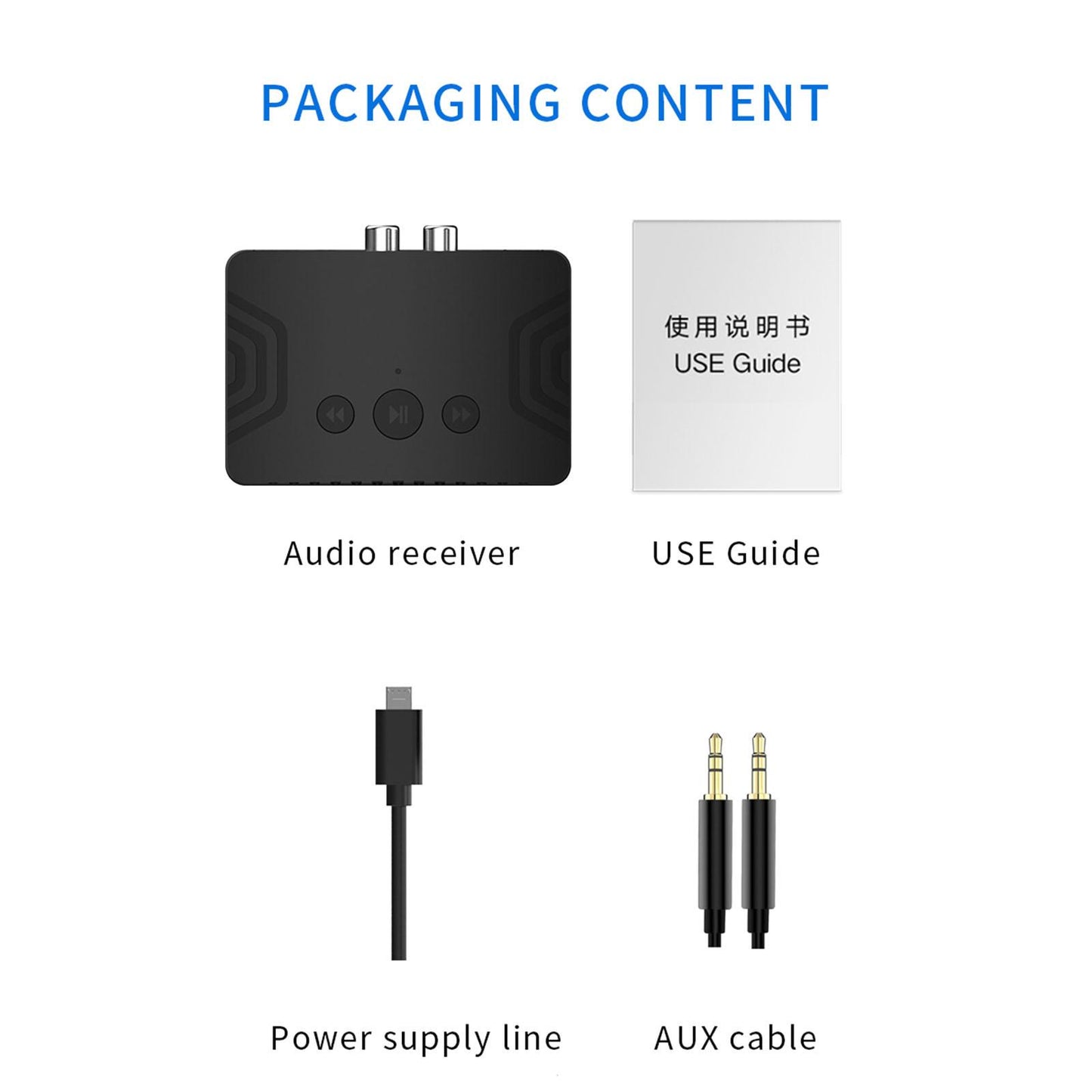 Wireless Audio Receiver Adapter with 3.5mm AUX for Home Theater TV Amplifier