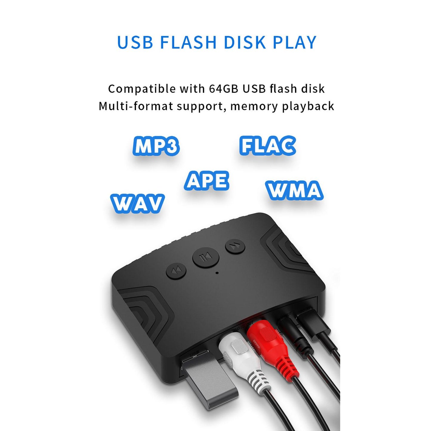 Wireless Audio Receiver Adapter with 3.5mm AUX for Home Theater TV Amplifier