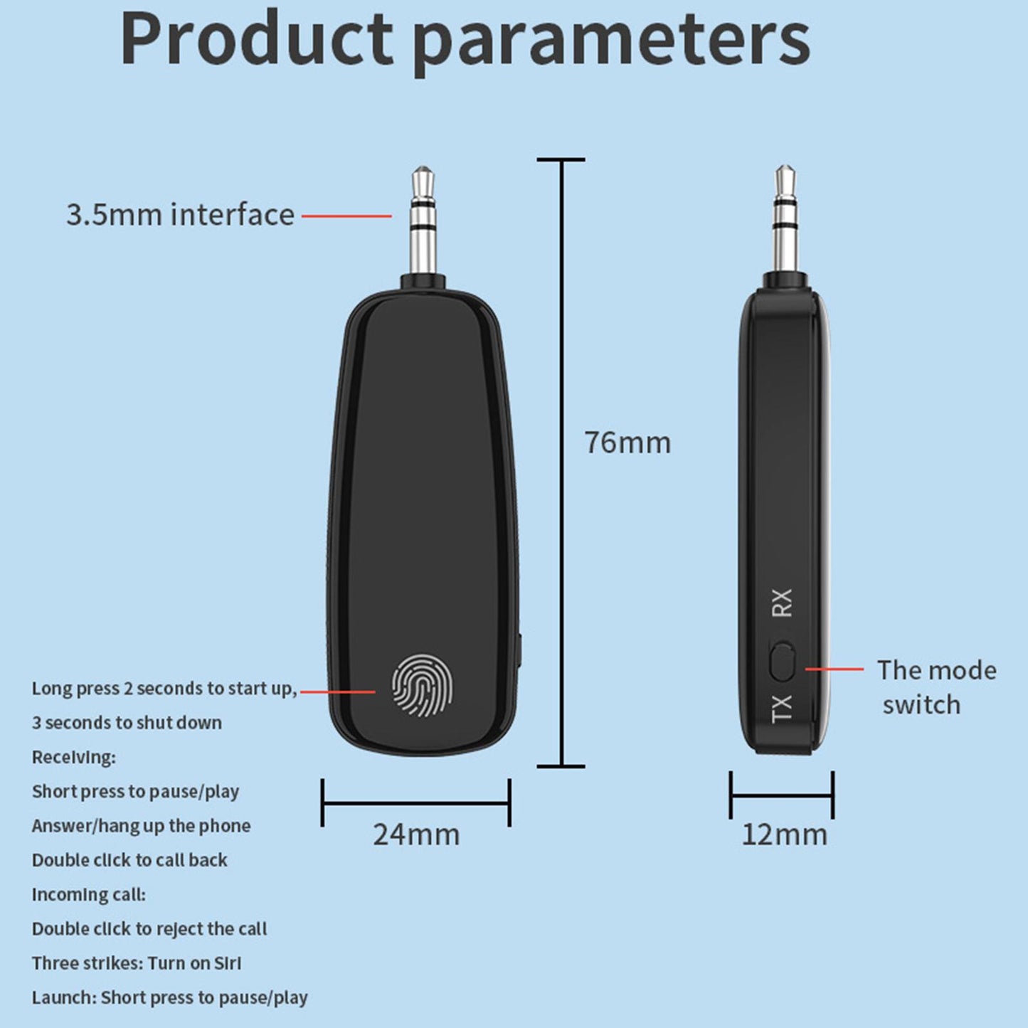5.2 Transmitter and Receiver Low Latency Audio Adapter for Car Headphones PC