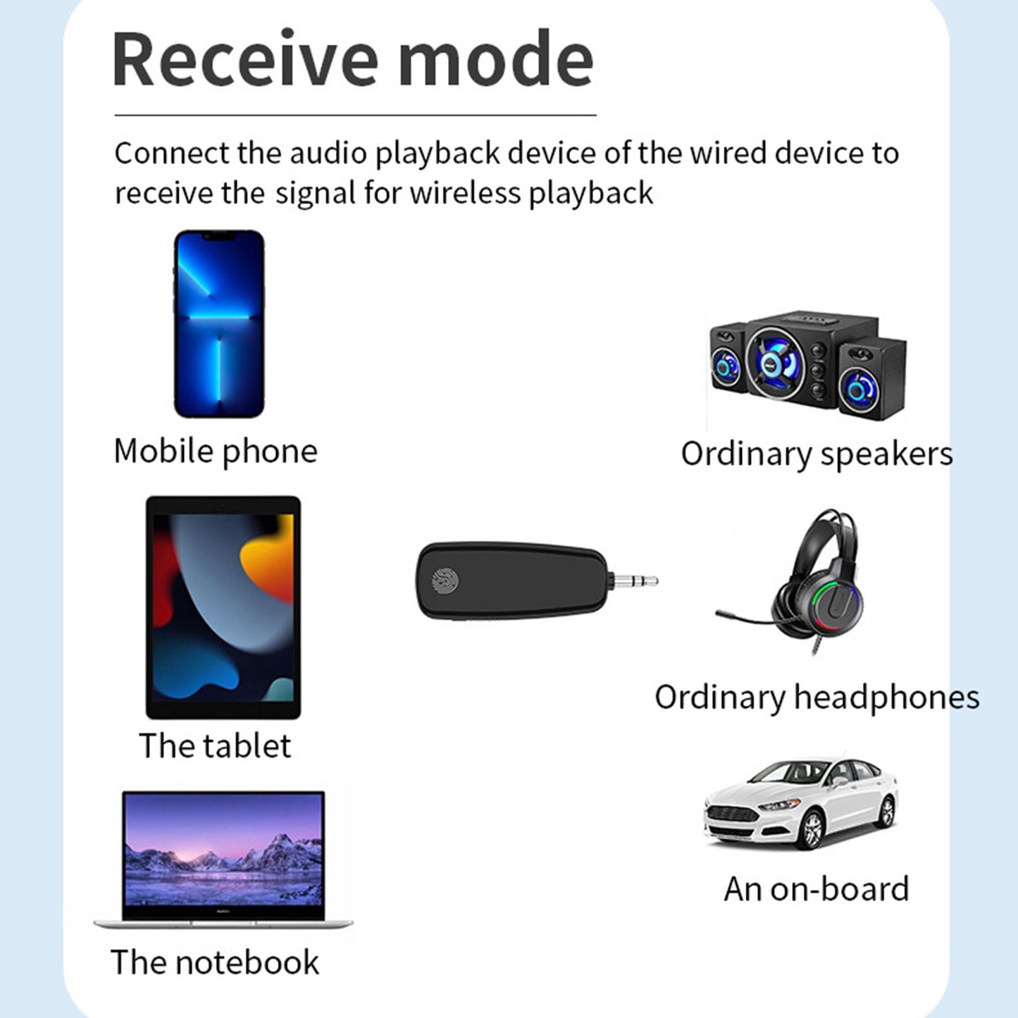 5.2 Transmitter and Receiver Low Latency Audio Adapter for Car Headphones PC