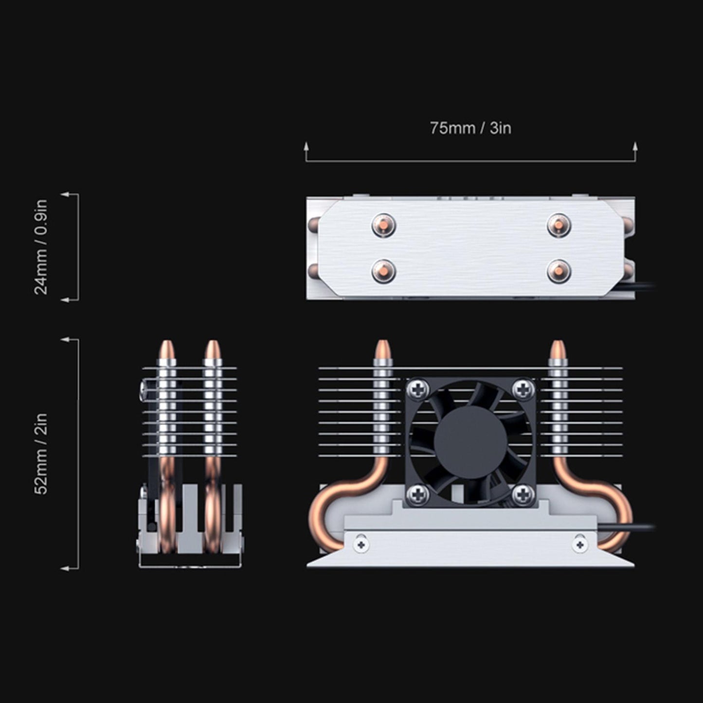 M.2 2280 SSD Heatsink Silent Fan with Thermal Silicone Sheet NVMe Heatsink