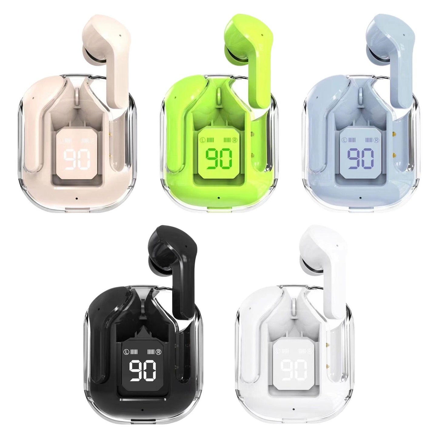 Wireless Earbuds LED Display Bluetooth Headphones for Running Office Fitness Black