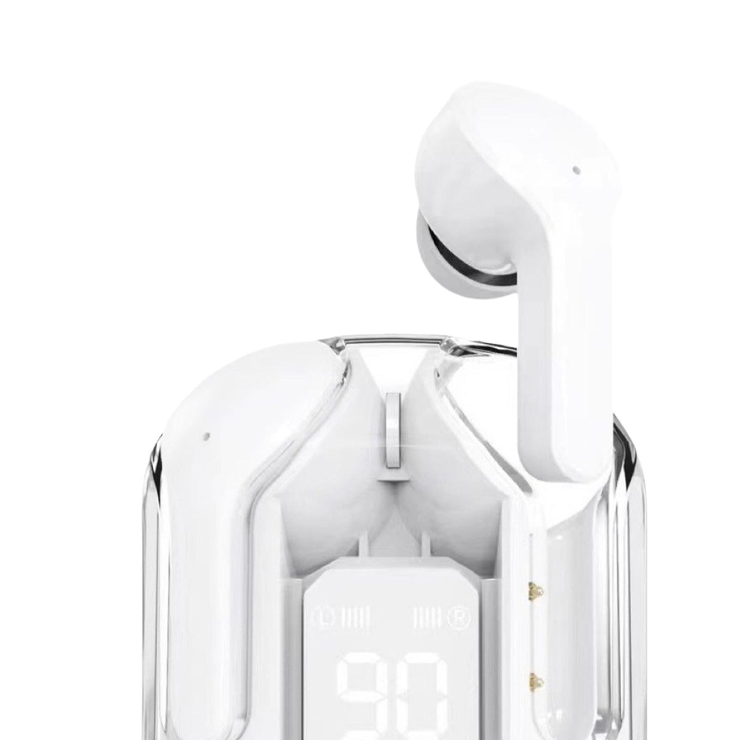 Wireless Earbuds LED Display Bluetooth Headphones for Running Office Fitness White