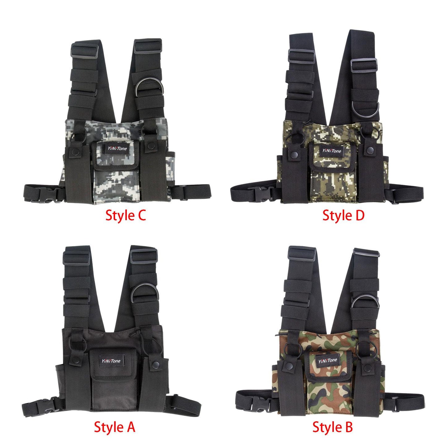 Radio Chest Harness Rig Holster Pack Universal for Camping Fishing Traveling Style A