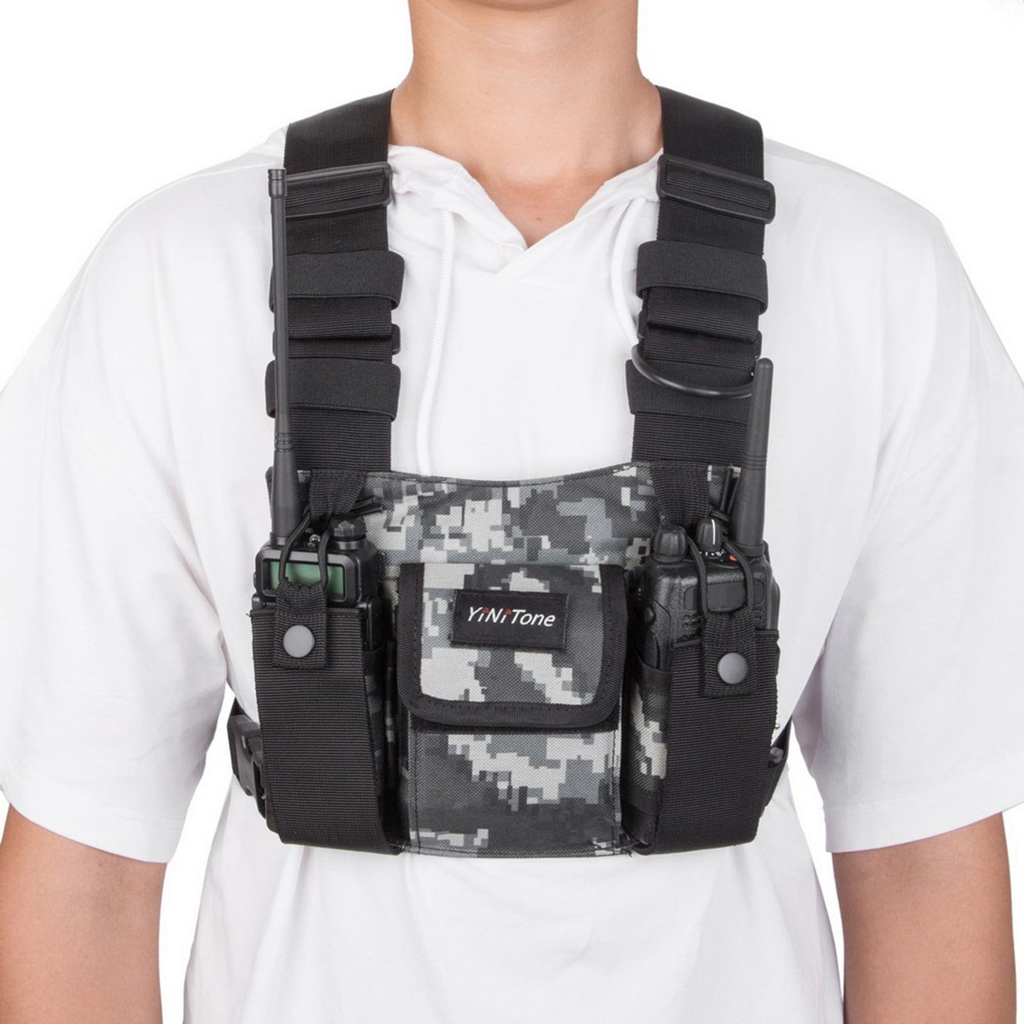 Radio Chest Harness Rig Holster Pack Universal for Camping Fishing Traveling Style C