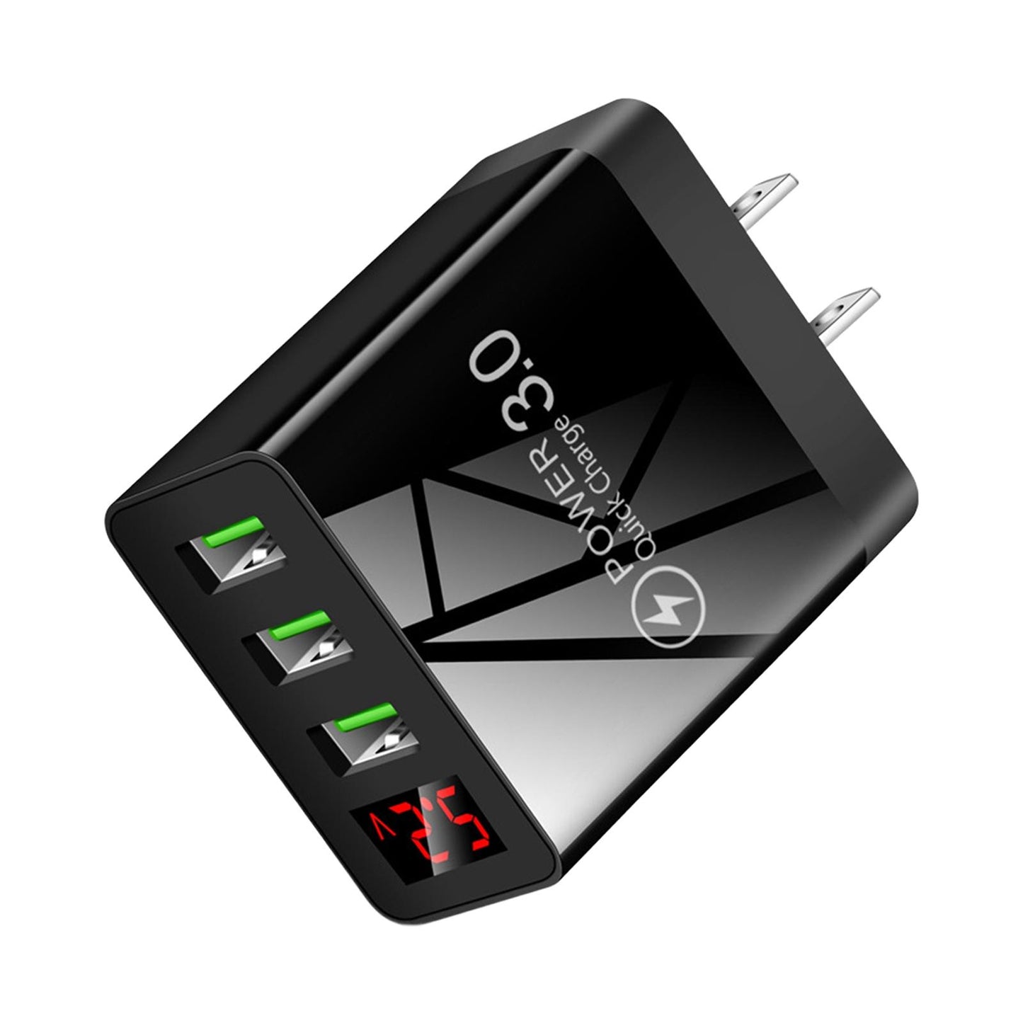 3 Port Charging Station Compact Fast Charger for Travel Charging US Standard Black