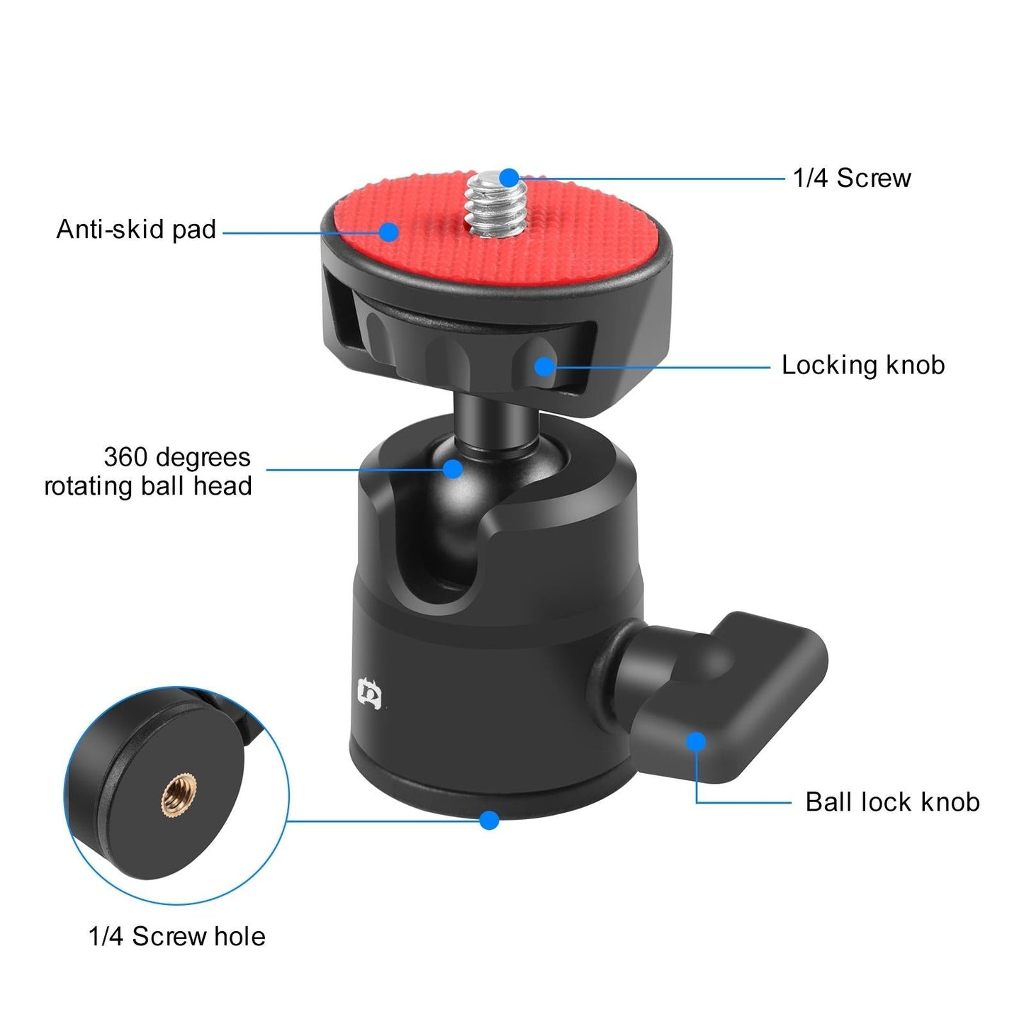 Tripod Ball Head Adapter 360 Rotatable Ball Head for Light Bracket