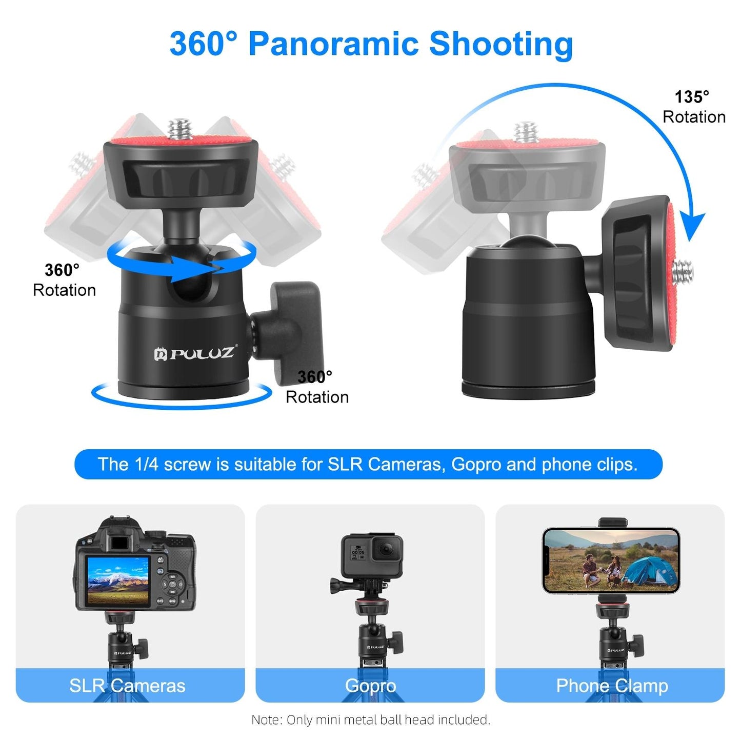 Tripod Ball Head Adapter 360 Rotatable Ball Head for Light Bracket