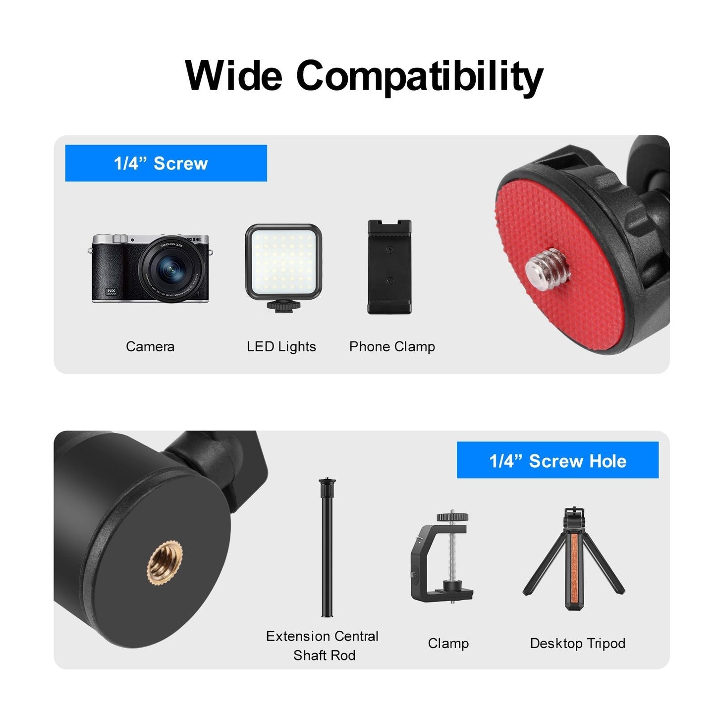 Tripod Ball Head Adapter 360 Rotatable Ball Head for Light Bracket