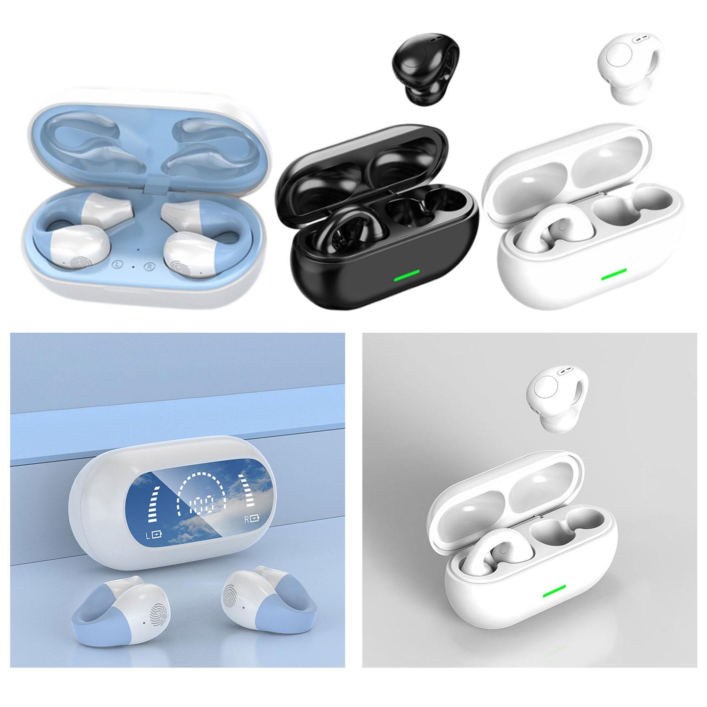 Air Conduction Headphones Rechargeable Sport Earphones for Games Cycling Gym S03 with Screen