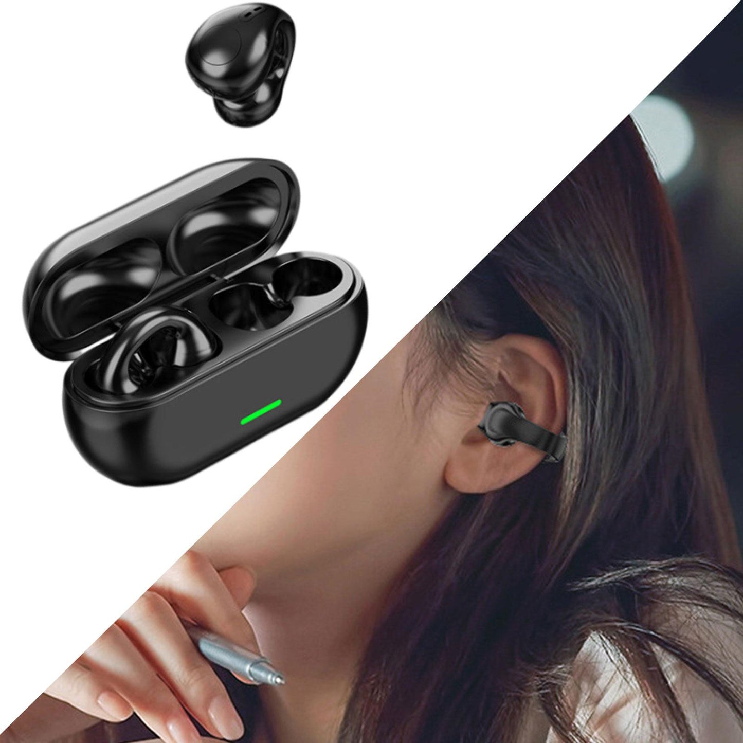 Air Conduction Headphones Rechargeable Sport Earphones for Games Cycling Gym BT12 Black