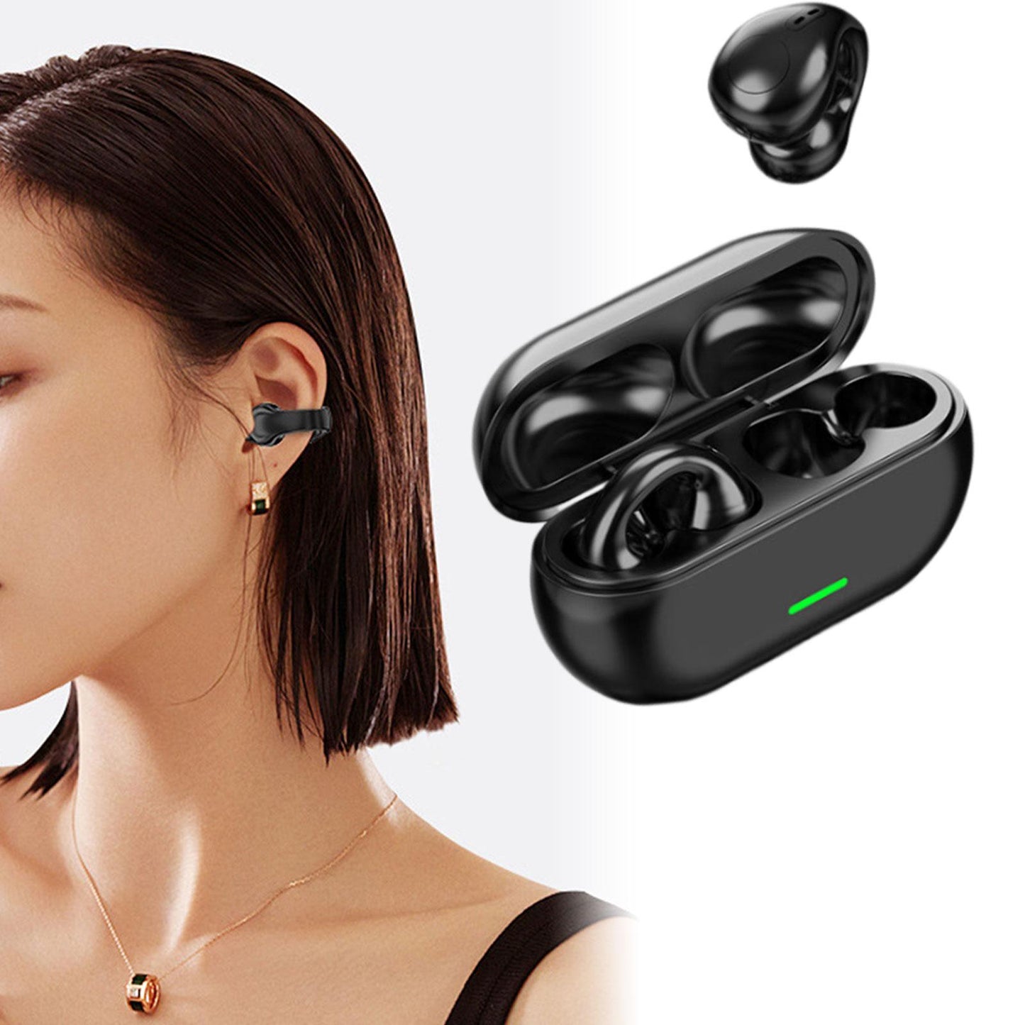 Air Conduction Headphones Rechargeable Sport Earphones for Games Cycling Gym BT12 Black