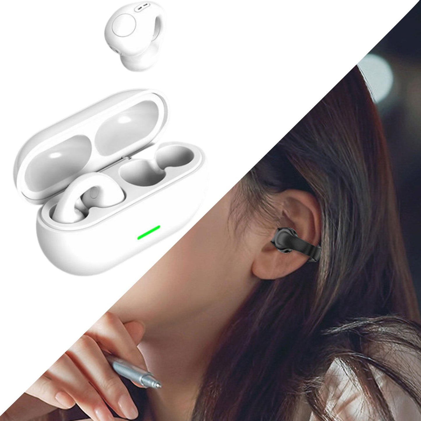 Air Conduction Headphones Rechargeable Sport Earphones for Games Cycling Gym BT12 White