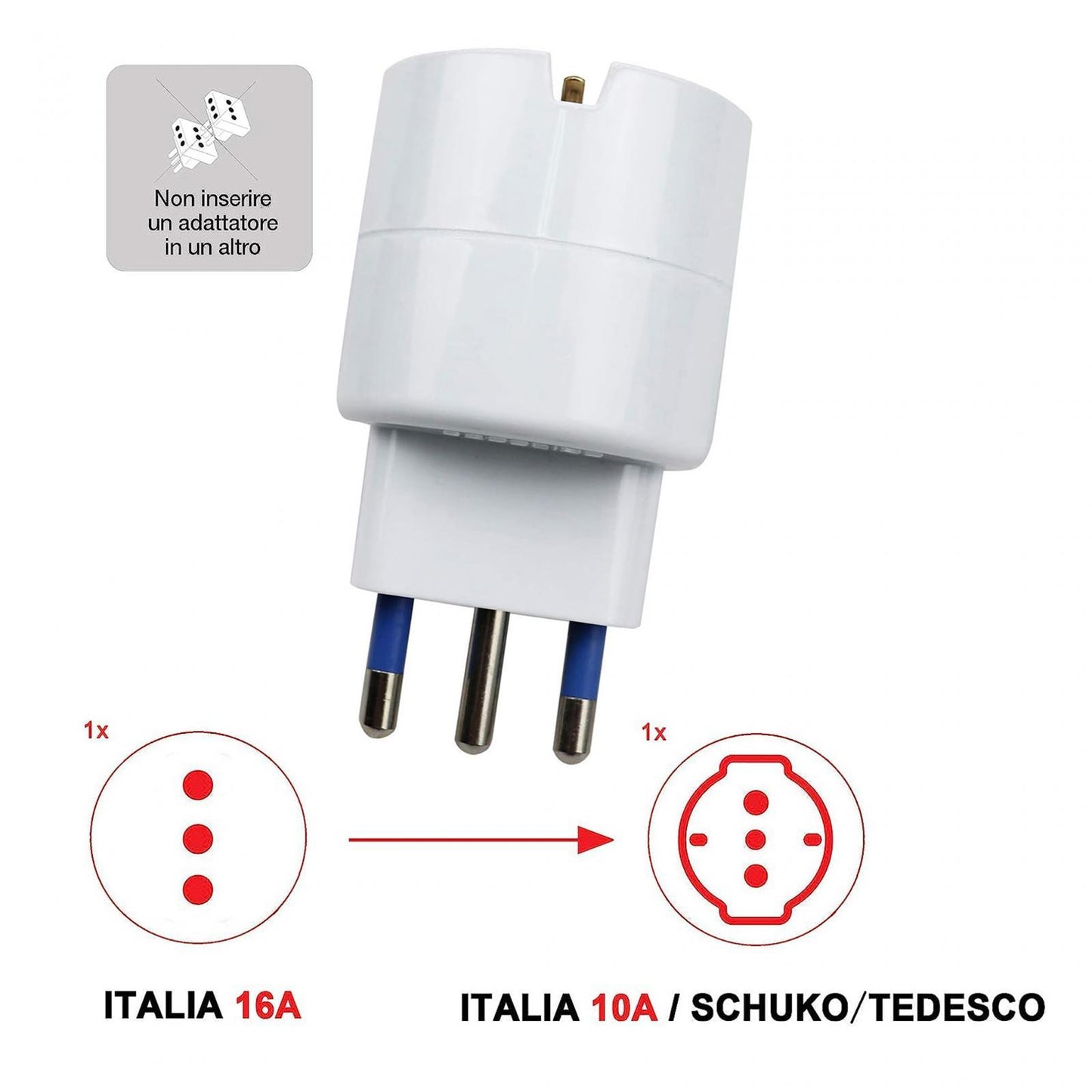 Accessory Safe Grounded 250V White 10A Italy Travel Power Adapter for Travel