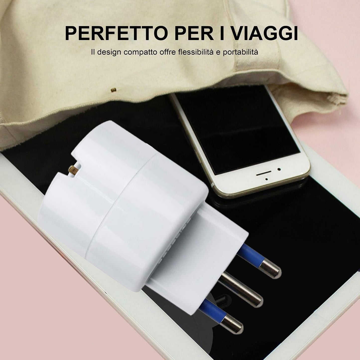 Accessory Safe Grounded 250V White 10A Italy Travel Power Adapter for Travel