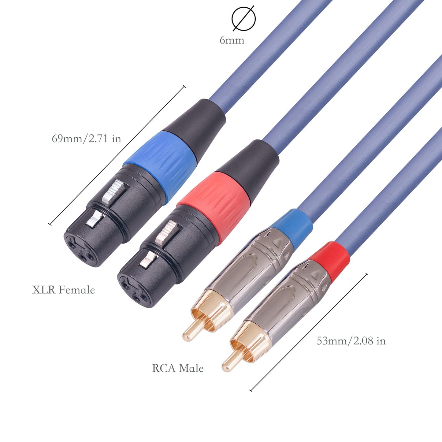 XLR to RCA Cable Audio Connection for Livestream Broadcast Mixers Amplifiers 1 Meter