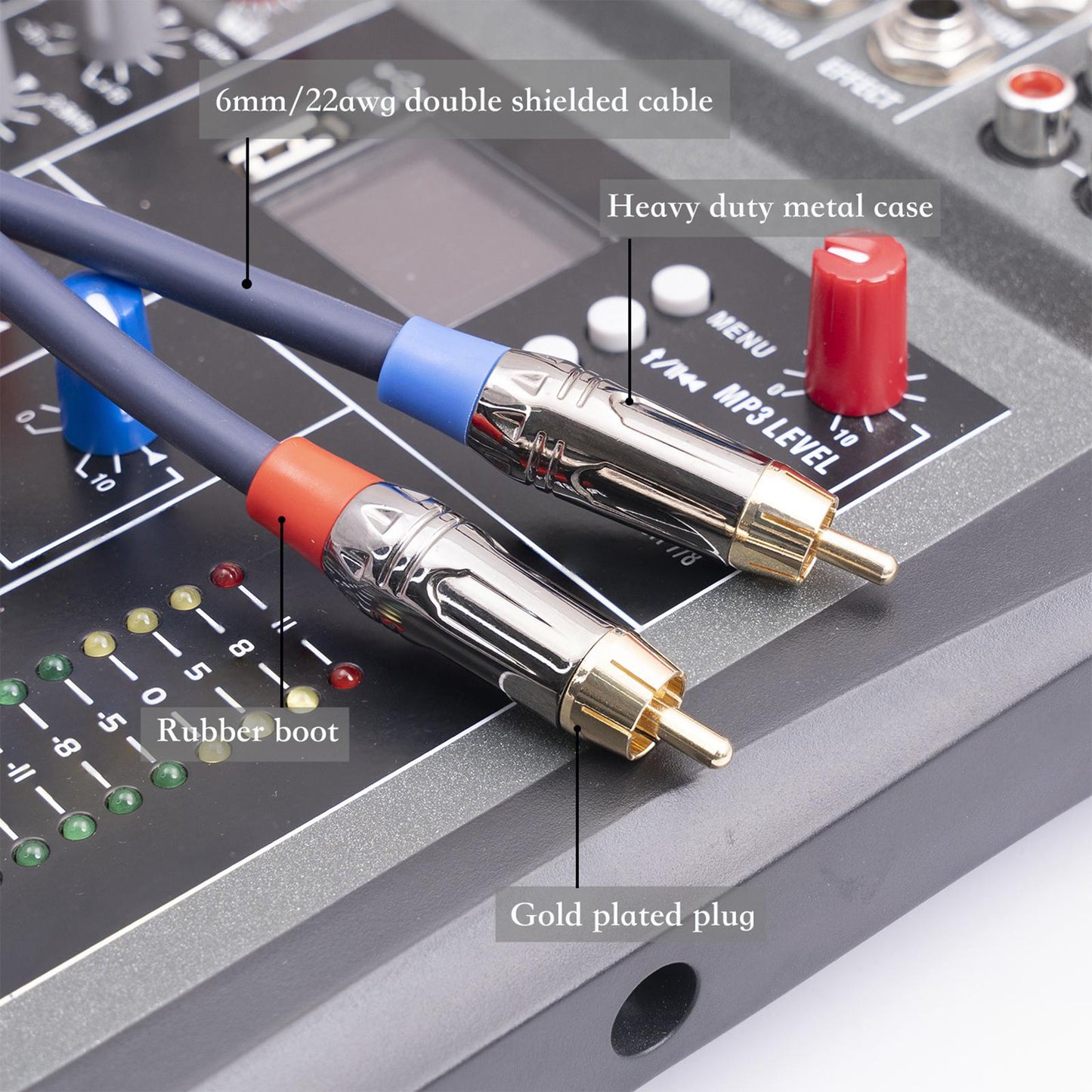 XLR to RCA Cable Audio Connection for Livestream Broadcast Mixers Amplifiers 3 Meters