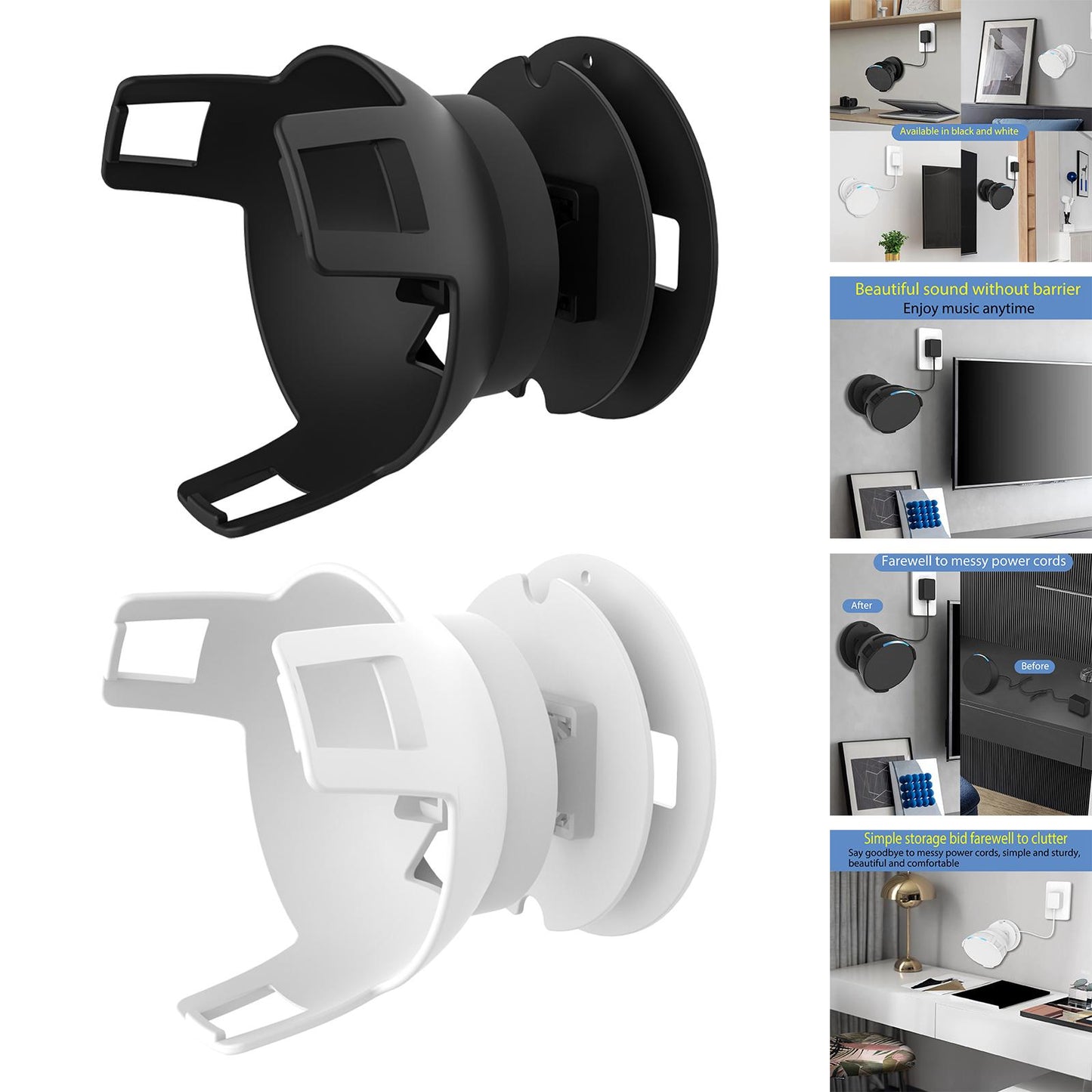 Smart Speaker Wall Mounted Holder Hanger Convenient Accessories for Bathroom Black