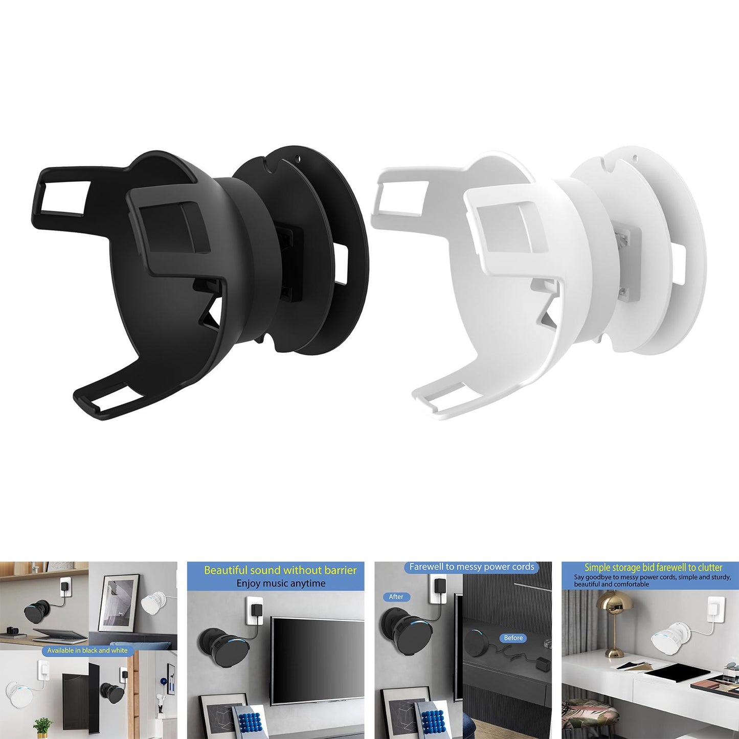 Smart Speaker Wall Mounted Holder Hanger Convenient Accessories for Bathroom Black