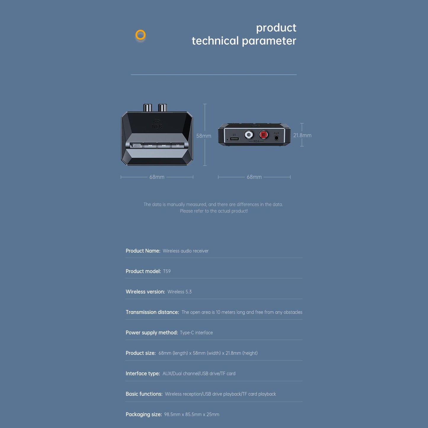 Bluetooth Transmitter Receiver HD HiFi Wireless Audio Adapter for Headphones