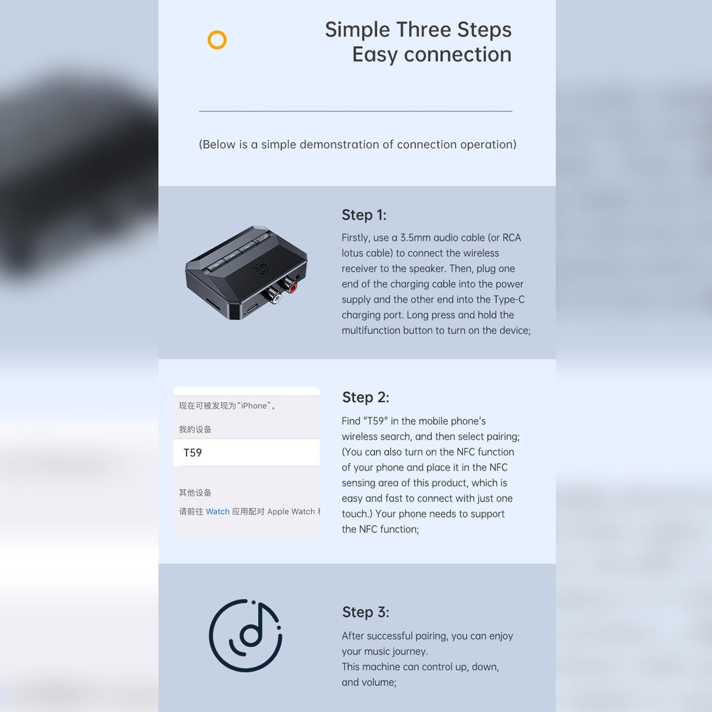 Bluetooth Transmitter Receiver HD HiFi Wireless Audio Adapter for Headphones