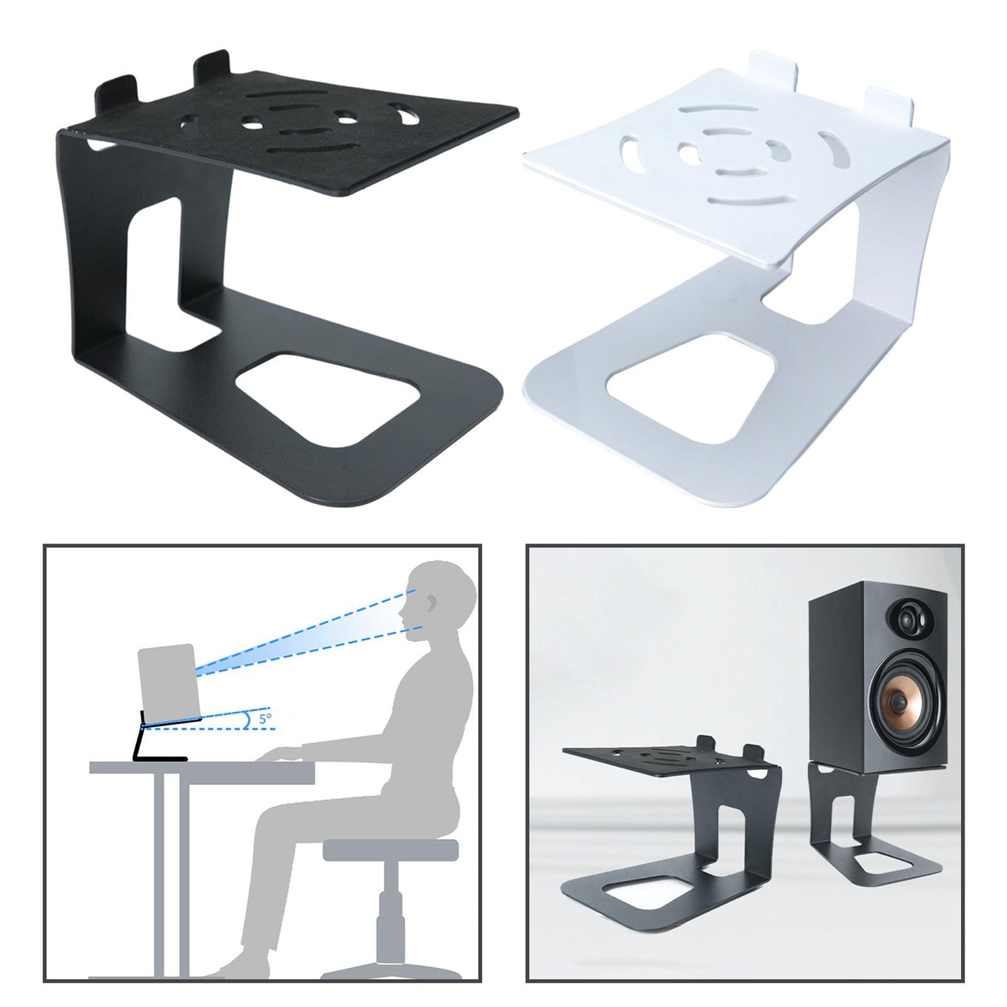 Desktop Speaker Stand Universal Speaker Rack for Home Table Recording Studio Black