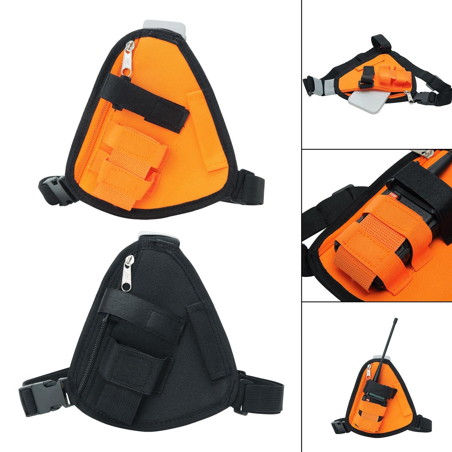 Two Way Radio Chest Pack Two Way Radio Pouch for Construction Sites Climbing Orange
